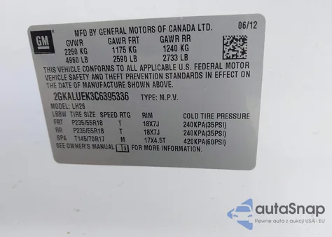 2012 GMC Terrain Slt-1 из США, поврежденный, VIN 2GKALUEK3C6395336